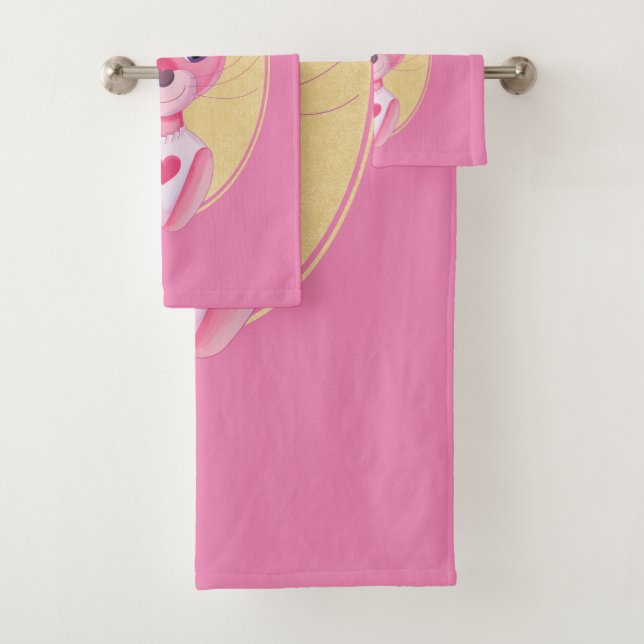 Cute little bunny girl cartoon bath towel set (Insitu)