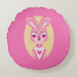 Cute little bunny girl cartoon round pillow