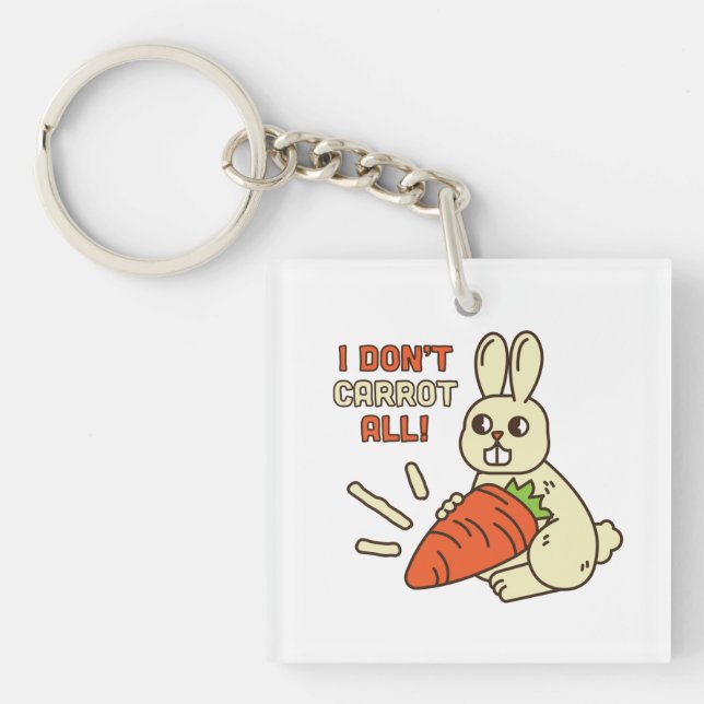 Cute Little Bunny Holding Its Carrot Key Ring (Front)