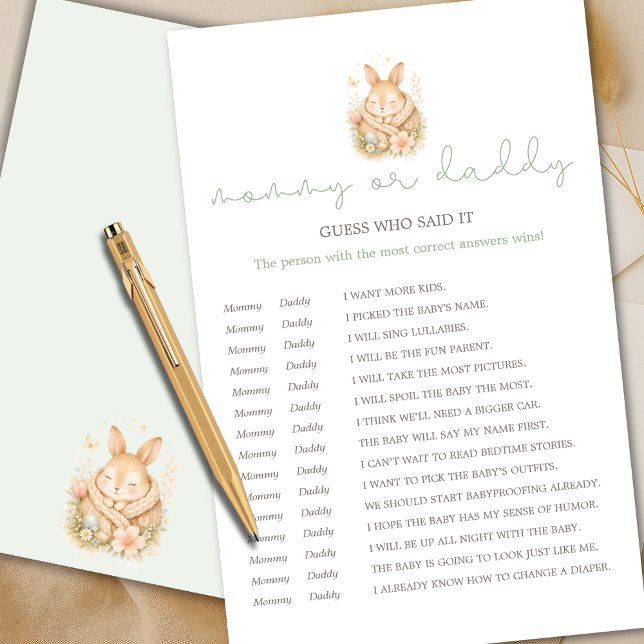 Cute Little Bunny Mummy or Daddy Guess Who Said It (Creator Uploaded)