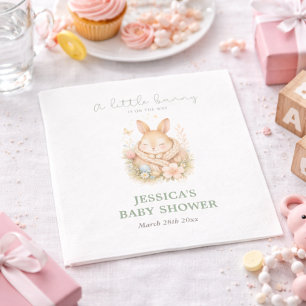Cute Little Bunny Neutral Spring Baby Shower Napkin