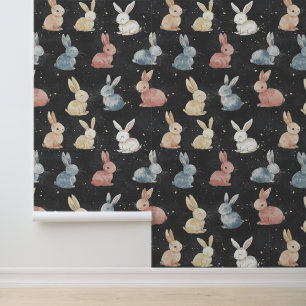 Cute Little Bunny Pattern Chalk Drawing Wallpaper