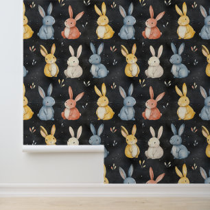 Cute Little Bunny Pattern Chalk Drawing Wallpaper