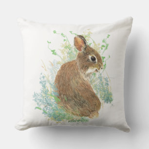 Cute Little Bunny Rabbit Animal Art Outdoor Cushion
