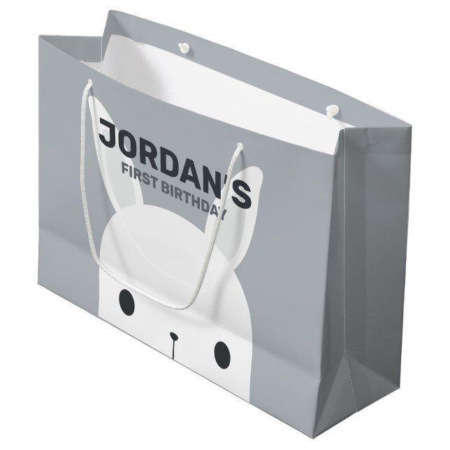 Cute Little Bunny Rabbit Birthday Large Gift Bag (Front Angled)