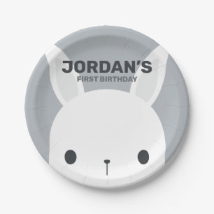 Cute Little Bunny Rabbit Birthday Paper Plate