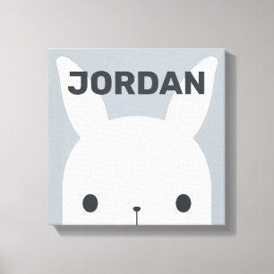 Cute Little Bunny Rabbit with Personalised Name Canvas Print