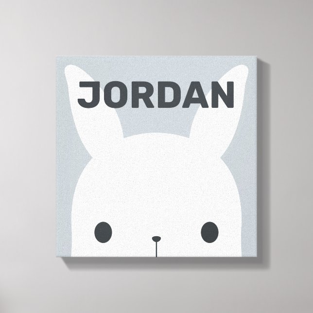 Cute Little Bunny Rabbit with Personalised Name Canvas Print (Front)