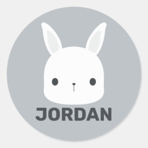 Cute Little Bunny Rabbit with Personalised Name Classic Round Sticker