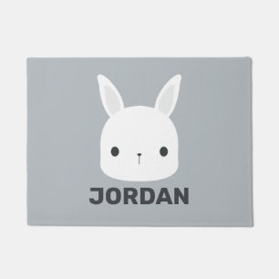 Cute Little Bunny Rabbit with Personalised Name Doormat