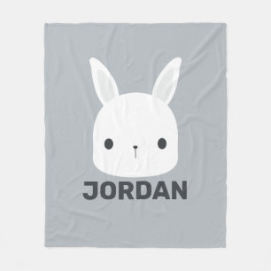 Cute Little Bunny Rabbit with Personalised Name Fleece Blanket