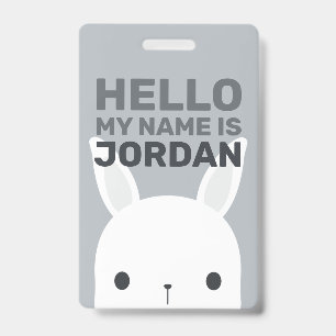 Cute Little Bunny Rabbit with Personalised Name ID Badge