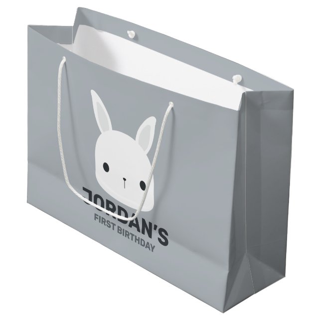Cute Little Bunny Rabbit with Personalised Name Large Gift Bag (Front Angled)