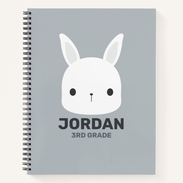 Cute Little Bunny Rabbit with Personalised Name Notebook (Front)