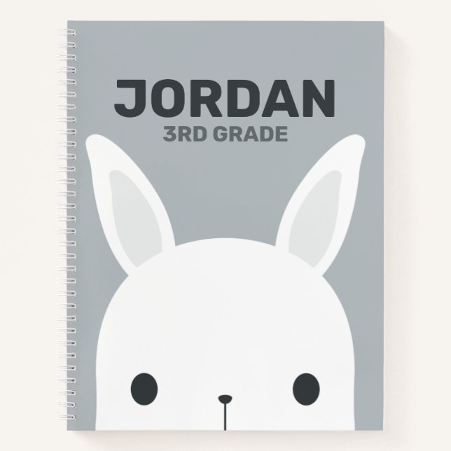 Cute Little Bunny Rabbit with Personalised Name Notebook (Front)