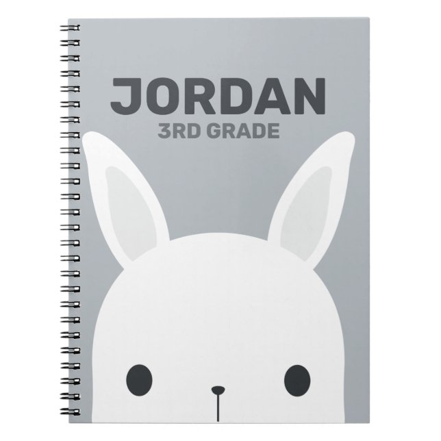 Cute Little Bunny Rabbit with Personalised Name Notebook (Front)