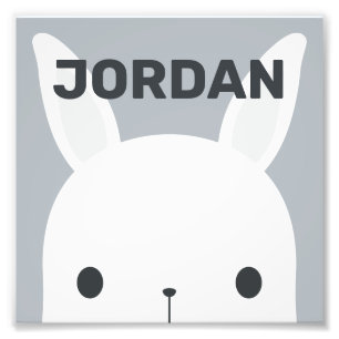 Cute Little Bunny Rabbit with Personalised Name Ph Photo Print