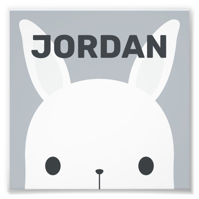 Cute Little Bunny Rabbit with Personalised Name Photo Print (Front)