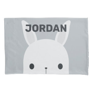 Cute Little Bunny Rabbit with Personalised Name Pillowcase