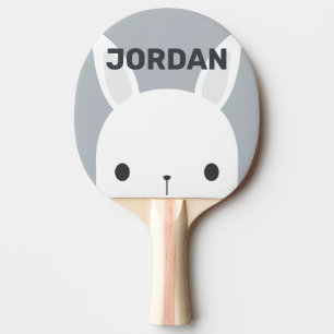 Cute Little Bunny Rabbit with Personalised Name Ping Pong Paddle