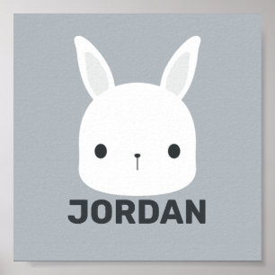 Cute Little Bunny Rabbit with Personalised Name Po Poster