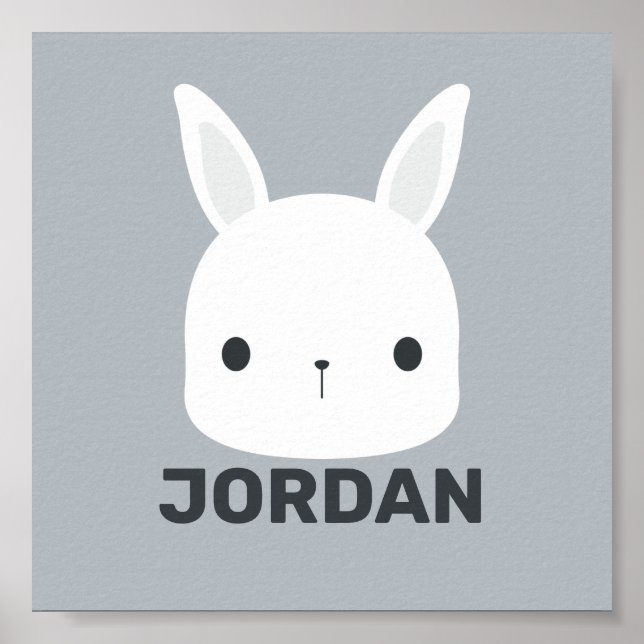 Cute Little Bunny Rabbit with Personalised Name Po Poster (Front)