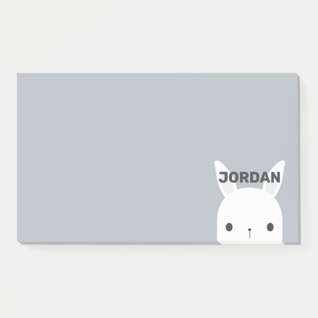 Cute Little Bunny Rabbit with Personalised Name Post-it Notes (Front)