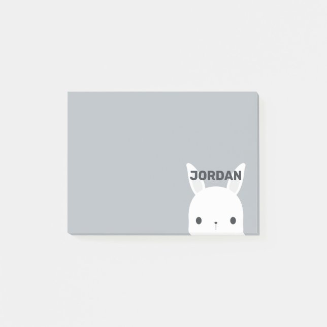 Cute Little Bunny Rabbit with Personalised Name Post-it Notes (Front)
