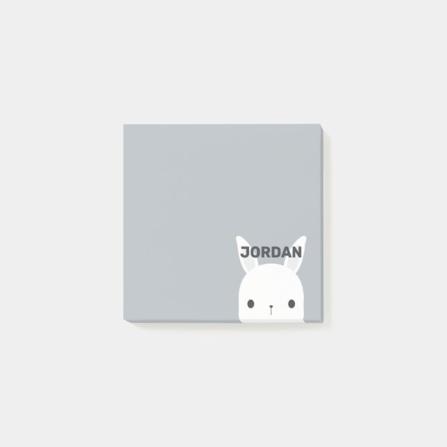 Cute Little Bunny Rabbit with Personalised Name Post-it Notes (Front)