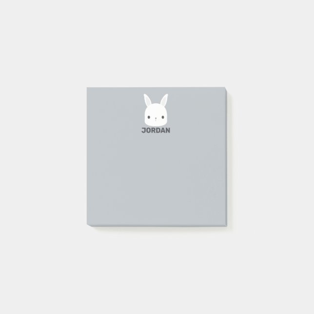 Cute Little Bunny Rabbit with Personalised Name Post-it Notes (Front)