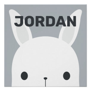 Cute Little Bunny Rabbit with Personalised Name Poster