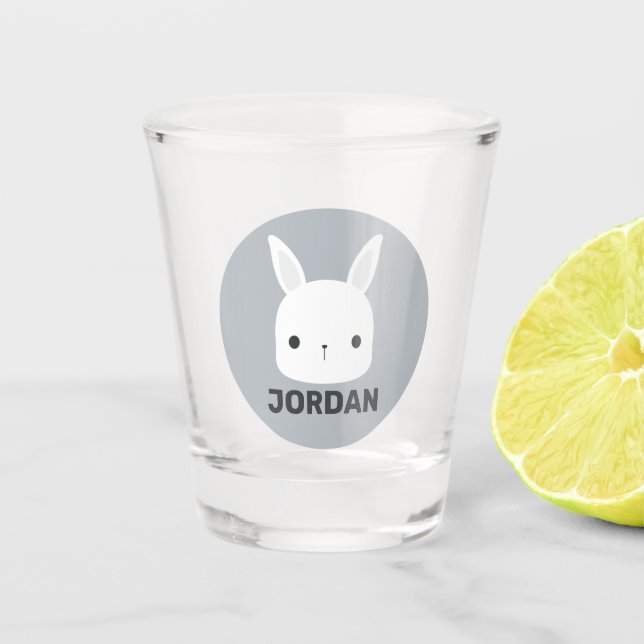 Cute Little Bunny Rabbit with Personalised Name Shot Glass (Front)