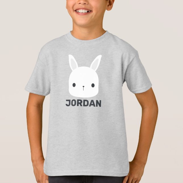 Cute Little Bunny Rabbit with Personalised Name T-Shirt (Front)