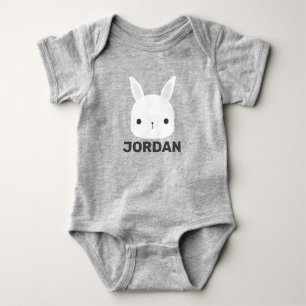 Cute Little Bunny Rabbit with Personalized Name Baby Bodysuit