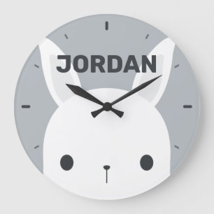 Cute Little Bunny Rabbit with Personalized Name Large Clock