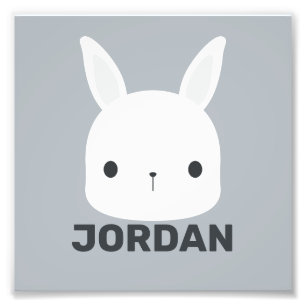 Cute Little Bunny Rabbit with Personalized Name Photo Print