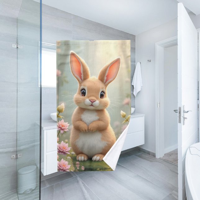 Cute little bunny surrounded by flowers, kids   hand towel (Creator Uploaded)