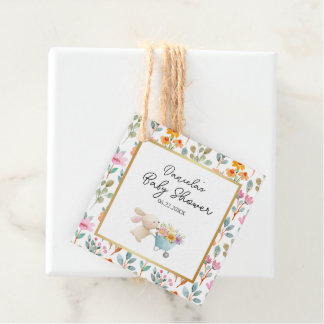 Cute Little Bunny Wildflowers Baby Shower Favour Tags