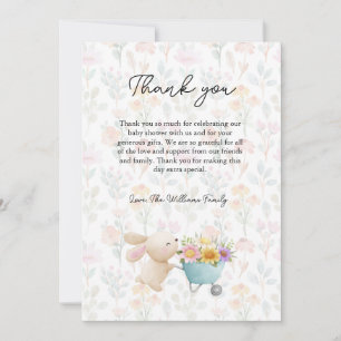 Cute Little Bunny Wildflowers Baby Shower Thank You Card