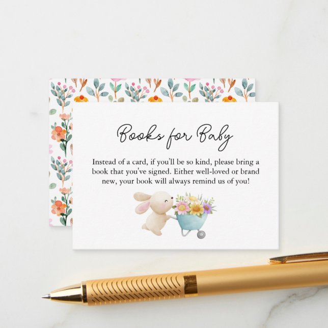 Cute Little Bunny Wildflowers Books for Baby Enclosure Card (Front/Back In Situ)
