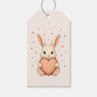Cute Little Bunny with Heart on Soft Blush Gift Tags
