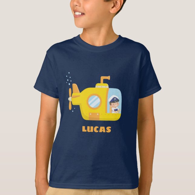Cute Little Captain Submarine Boys Tee (Front)