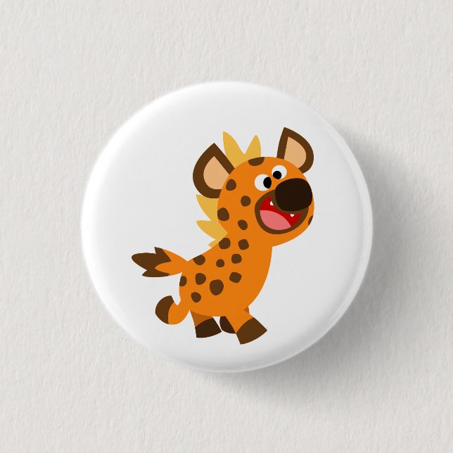 Cute Little Cartoon Hyena Button Badge (Front)