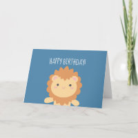 Cute Little Cartoon Lion Boy Kids Happy Birthday