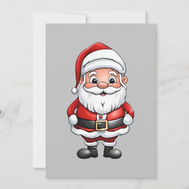 Cute Little Cartoon Santa Holiday Card (Front)