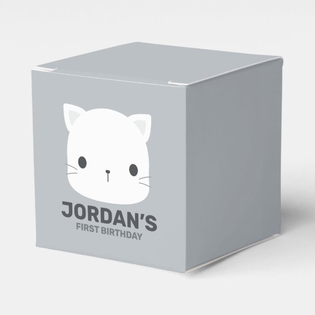 Cute Little Cat Birthday Favour Box (Front Side)