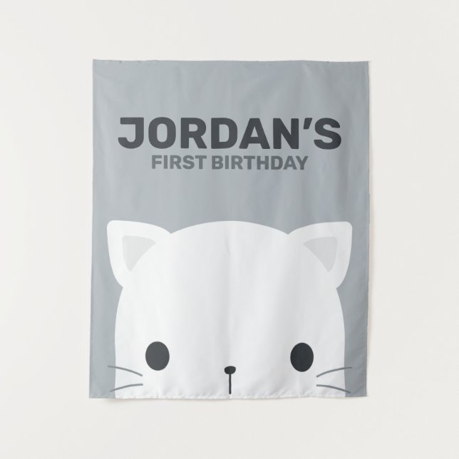 Cute Little Cat Birthday Tapestry (Front)