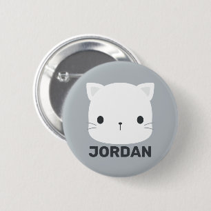Cute Little Cat with Personalised Name 6 Cm Round Badge