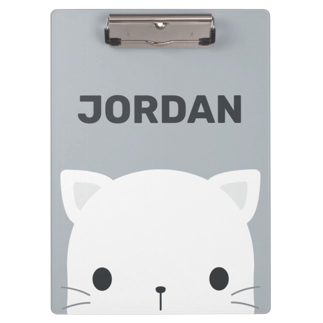 Cute Little Cat with Personalised Name Clipboard (Front)