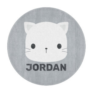 Cute Little Cat with Personalised Name Cutting Board